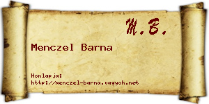 Menczel Barna névjegykártya
